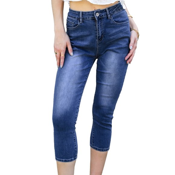 Slim Fit Capris Boyfriend Jeans - Picture 2 of 6
